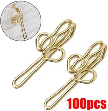 100 Pieces Brass Curtain Hooks Metal Drapery Header Tape